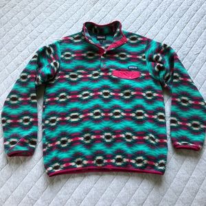 Patagonia Synchilla snap T teal pink Aztec
